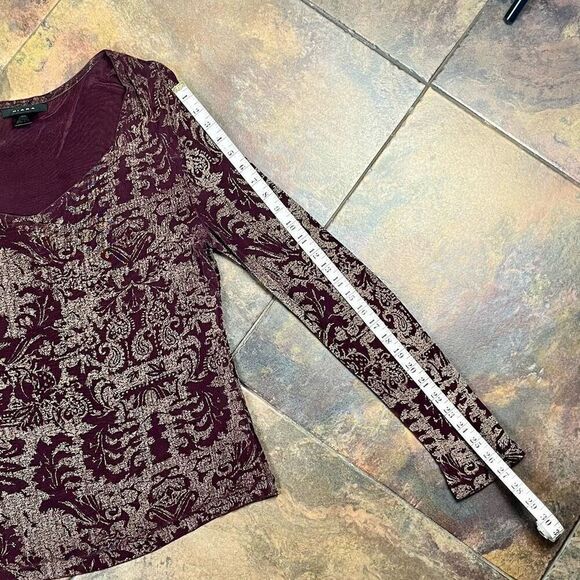 Kiara Floral Stretchy Brown Tan V-Neck Travel Blouse Large - Picture 5 of 10